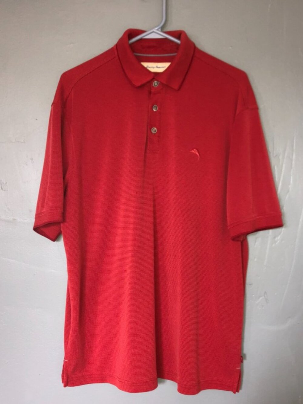 Tommy Bahama Men’s Short Sleeve Micro-Check Textured Polo Shirt Red Large